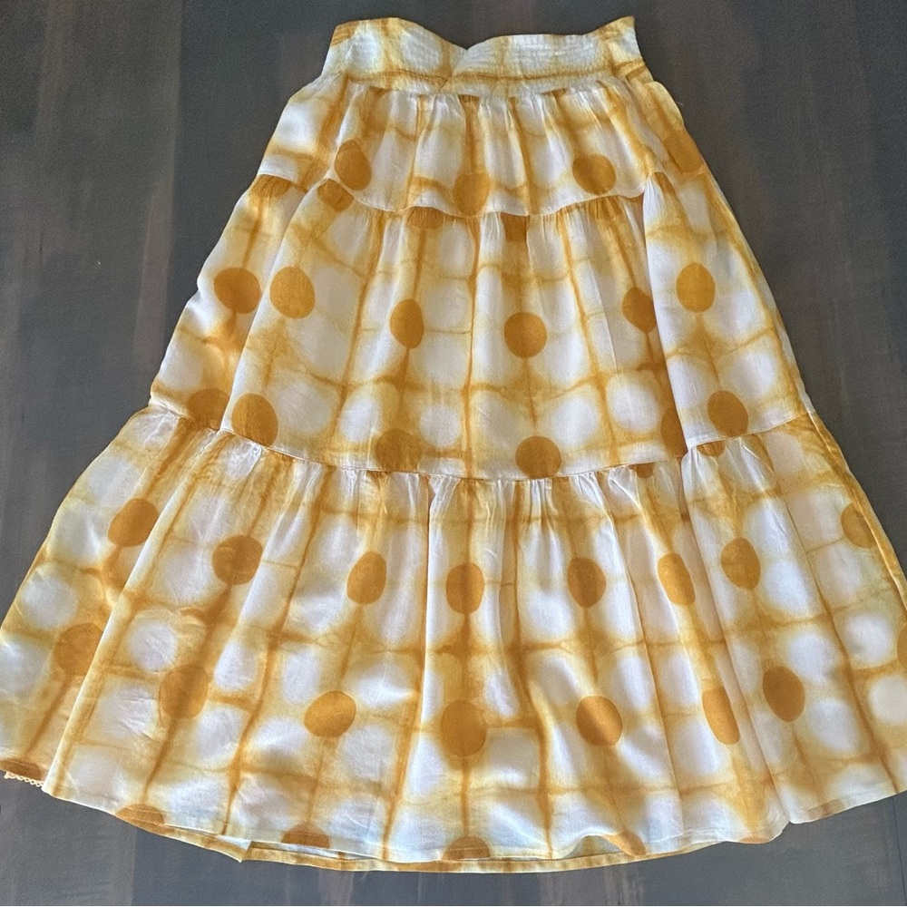 NWOT Anthropologie Yellow Tie-dye A-Line Skirt